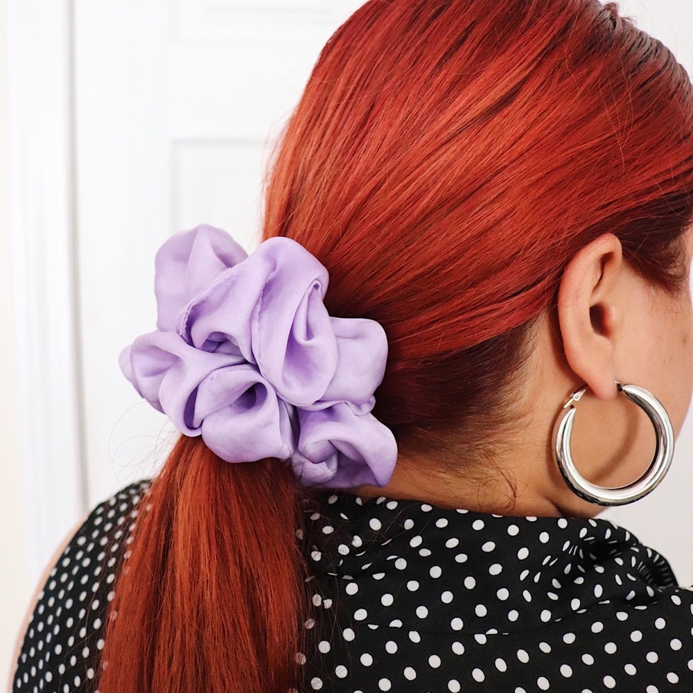 Oversized Satin Scrunchie in Lavander.